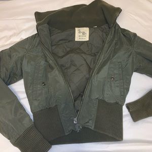 Ben Sherman aviator olive green jacket collar